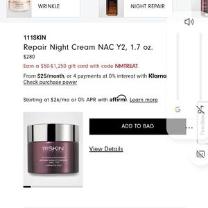 111SKIN Repair Night Cream NAC Y2 in Elegant Silver